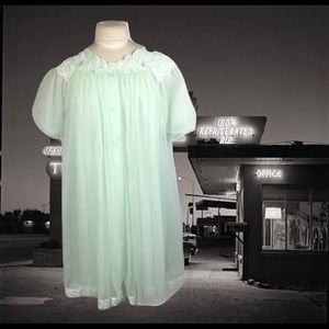 Vintage Shadowline Peignoir Set Mint Green